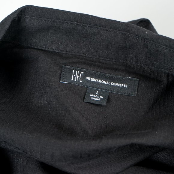 NWT Deep Black Contrast-Piping Kori Short-Sleeve Button-Up - L - Picture 6 of 6